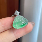 18k金镶冰种带色翡翠佛公（yc241861）