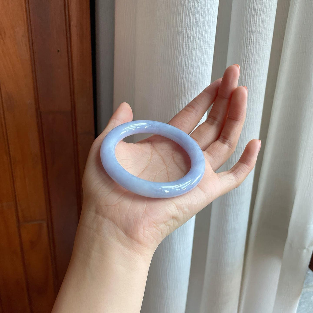 糯冰紫罗兰翡翠圆条手镯（54.5mm）（yc310298）