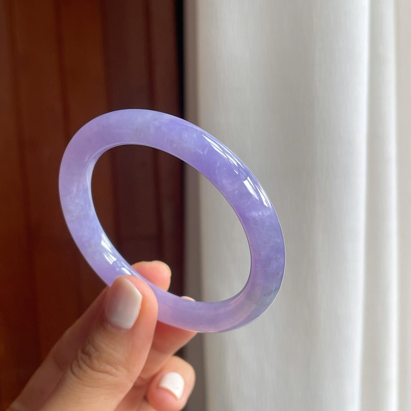 糯冰紫罗兰翡翠圆条手镯（52.6mm）（yc249153）