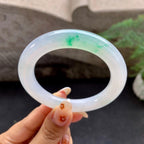 糯冰种飘绿圆条手镯（53.5mm）（yc257688）
