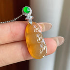 18k金扣冰种黄翡翡翠豆子（yc246177）