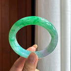 糯冰满圈绿花翡翠平安镯（55.8mm）（yc418895）
