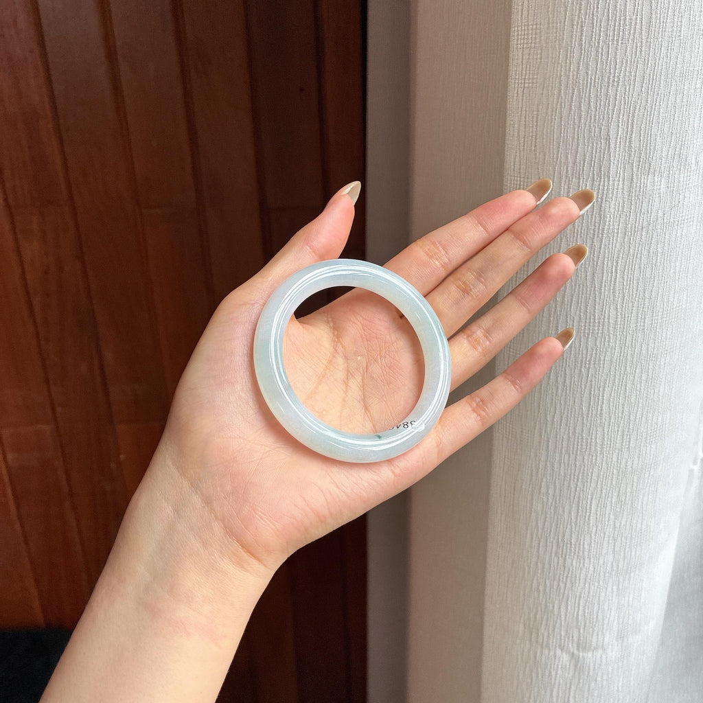 糯冰飘花翡翠圆条手镯（51mm)（yc417237）