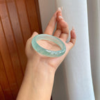 冰种飘花翡翠平安镯（53.5mm）（yc268119）