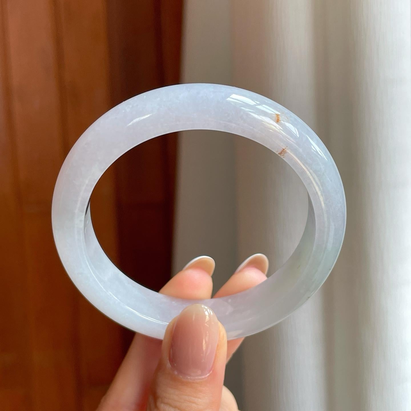 糯冰淡底色翡翠平安镯（53.8mm)（yc373462）