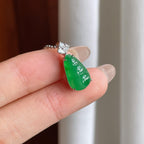 18k金镶镶冰种满绿翡翠豆子（yc246180）