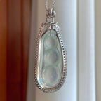 18k金钻镶玻璃种无色飘花翡翠福豆（yc277050）