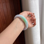 糯冰春带彩正圈平安镯 60圈 天然缅甸A货翡翠（yc455263）