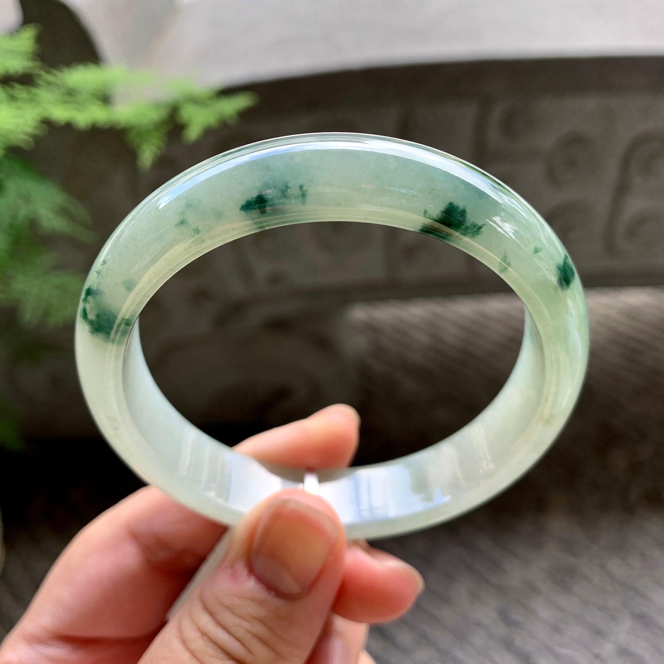细糯种飘花平安镯（58.8mm）（yc202348）