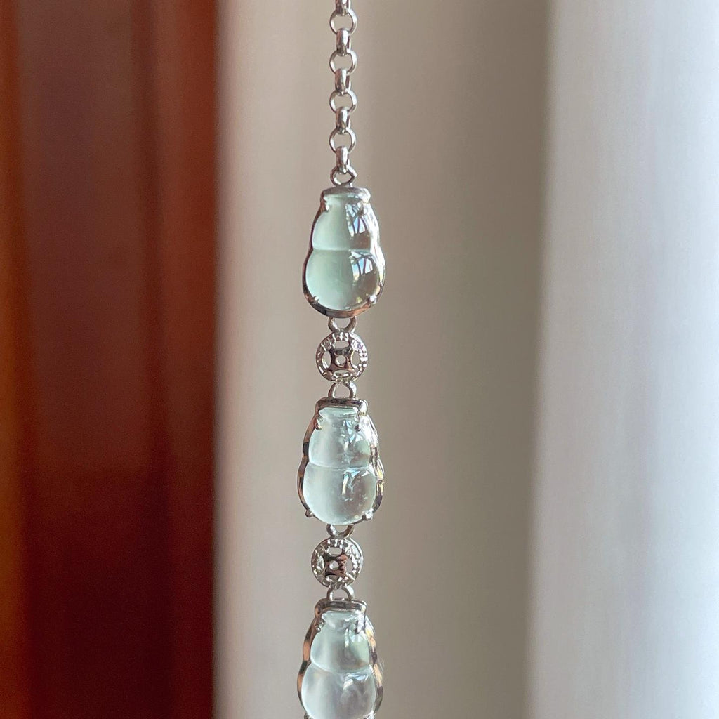 18k金镶冰种翡翠葫芦手链（yc259083）