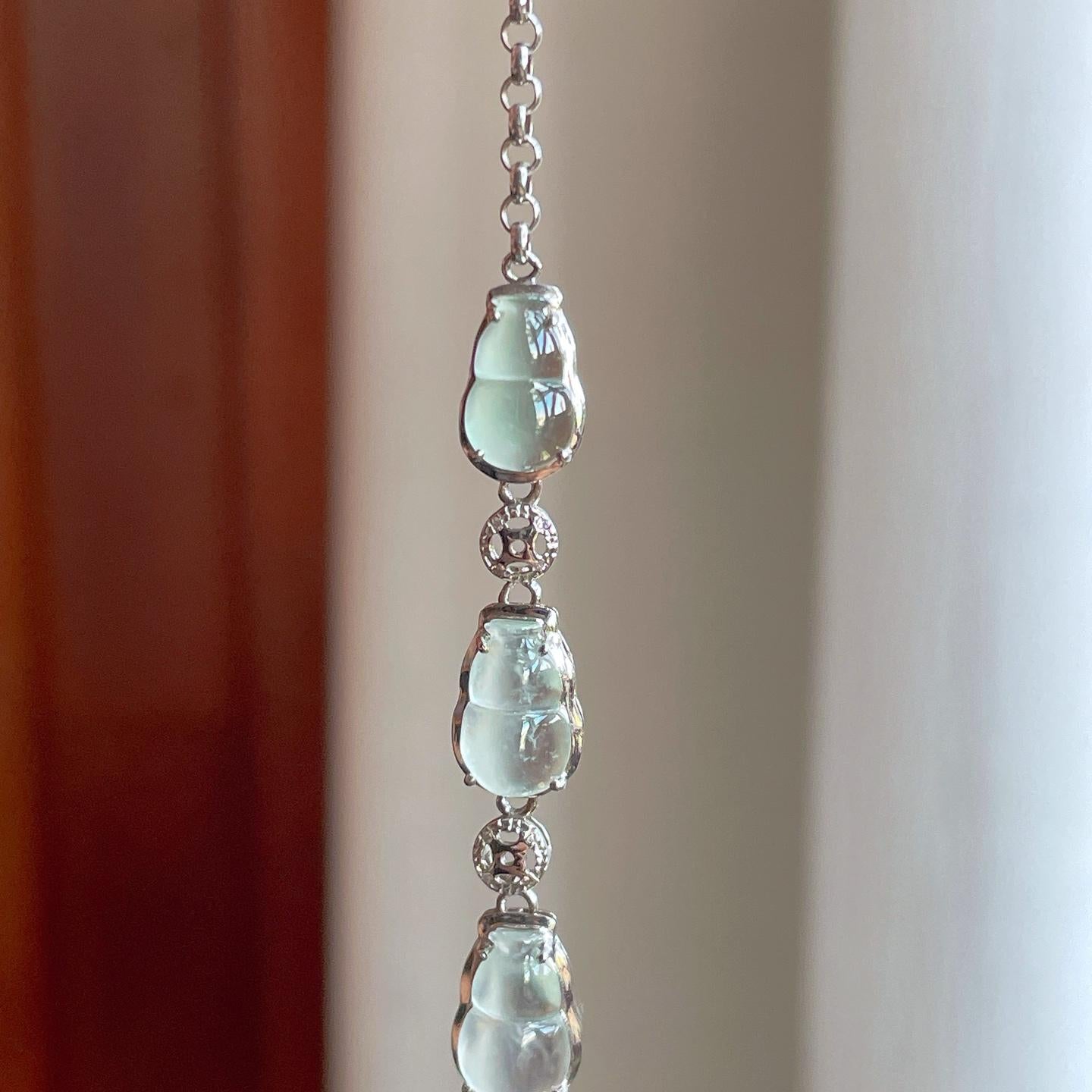 18k金镶冰种翡翠葫芦手链（yc259083）