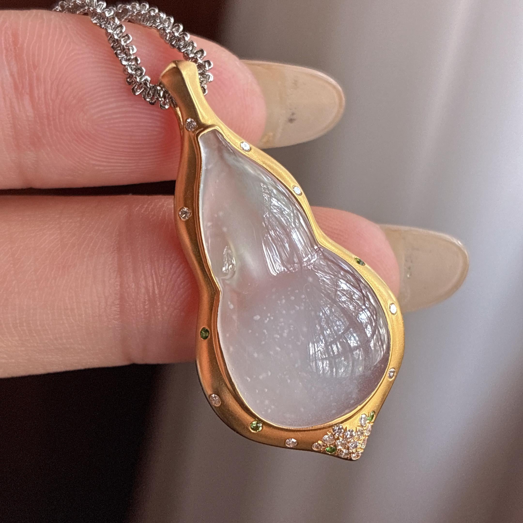 18k金镶冰种淡底色葫芦挂件 天然缅甸A货翡翠（yc525805）