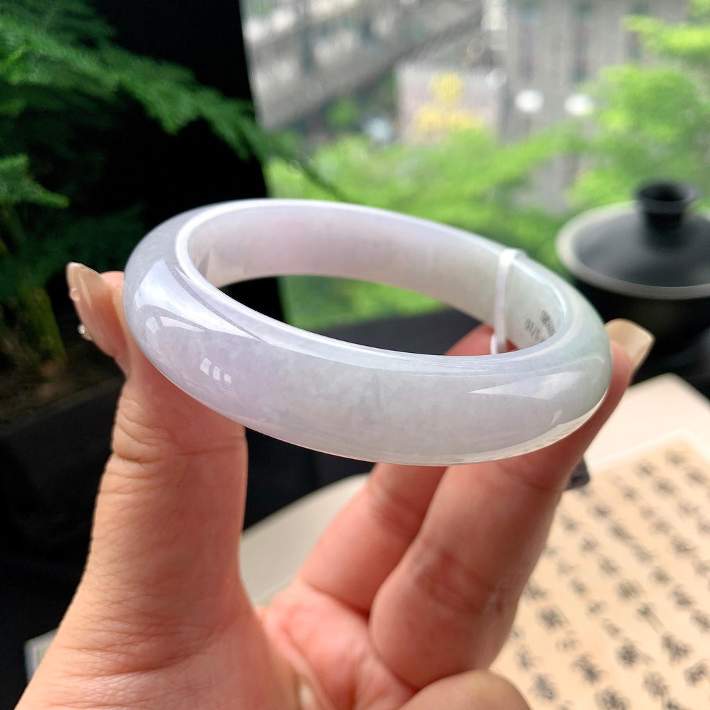 细糯种淡春彩正圈平安镯 53.2圈口 天然缅甸A货翡翠（yc473082）