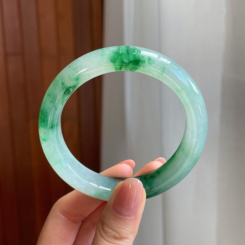 冰种飘花翡翠平安镯（57.2mm)（yc323913）