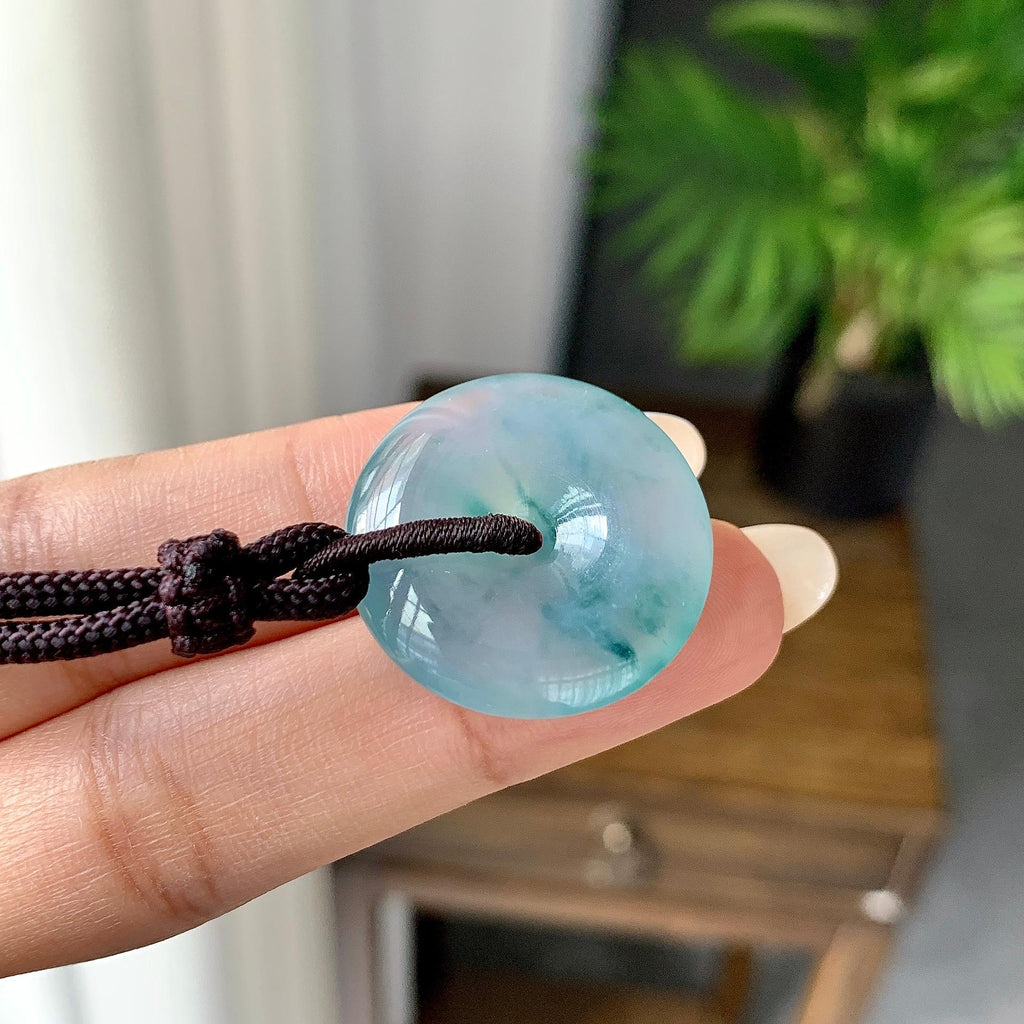 糯冰种飘花平安扣吊坠（yc248130）