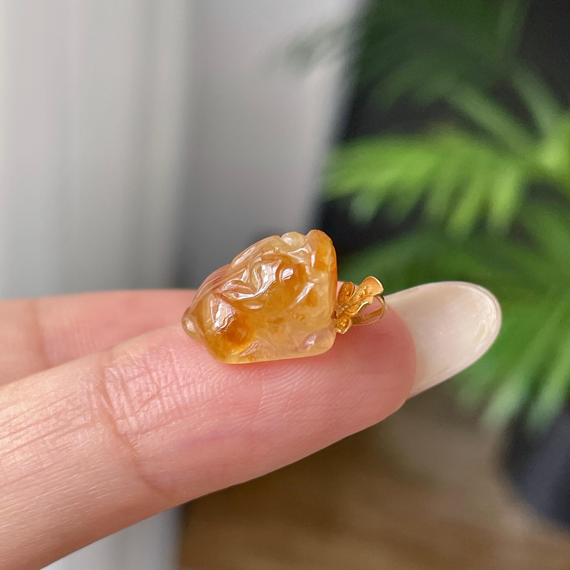 18k金糯冰种红翡貔貅吊坠       天然缅甸A货翡翠（yc421313）