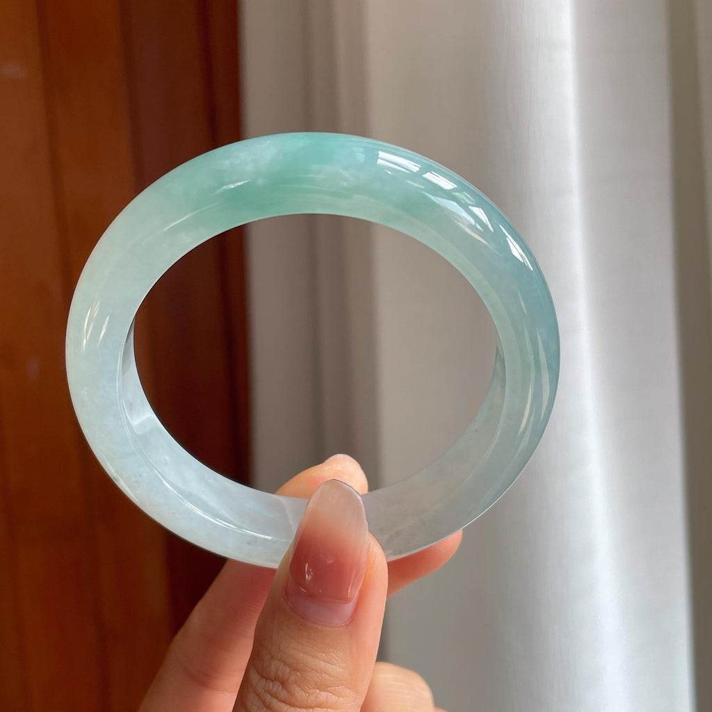 冰种飘绿花翡翠平安镯（56mm）（yc333077）