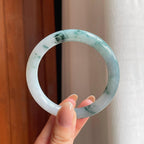 糯冰飘花翡翠圆条手镯（56.7mm)（yc374784）