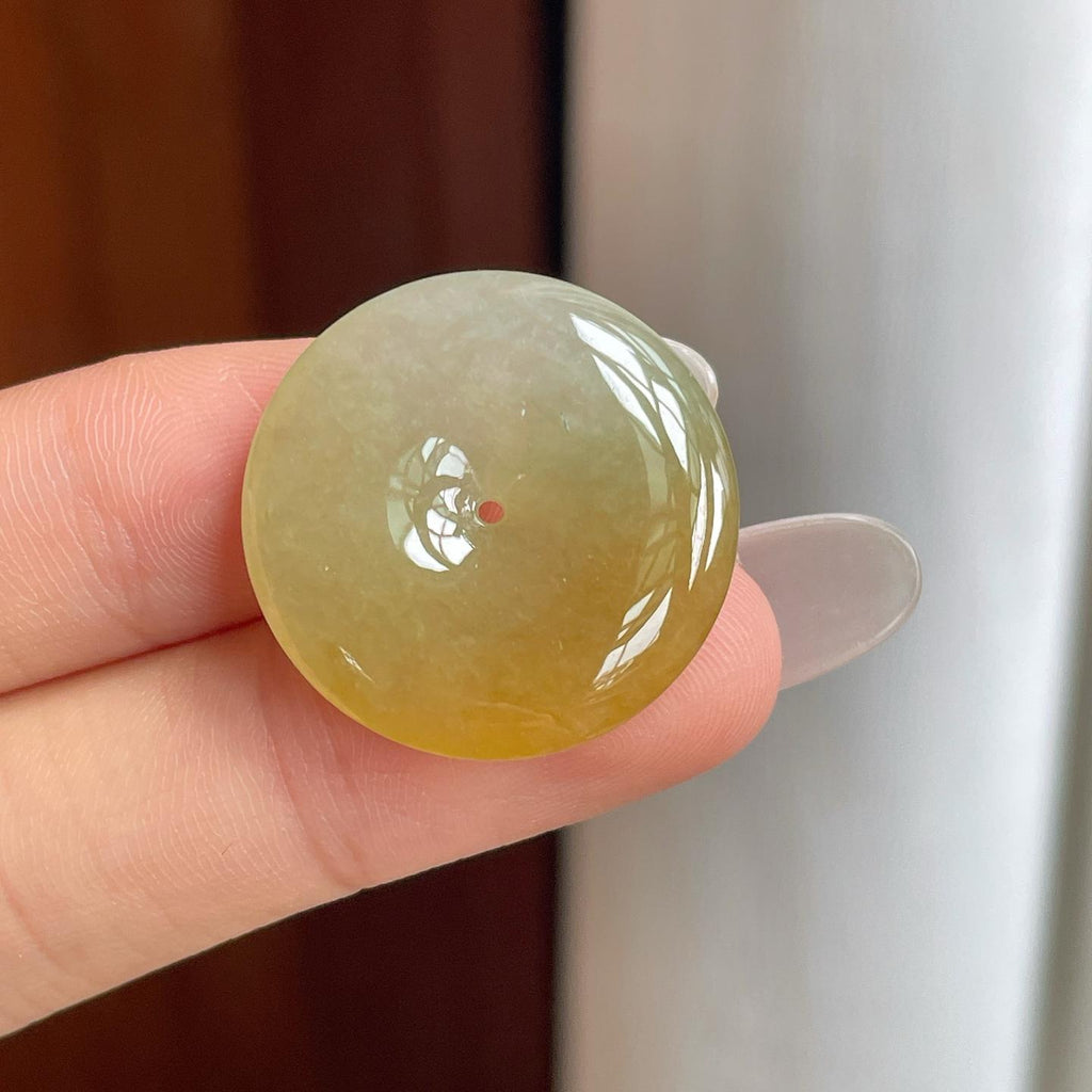 糯冰黄翡翡翠平安扣（yc261420）