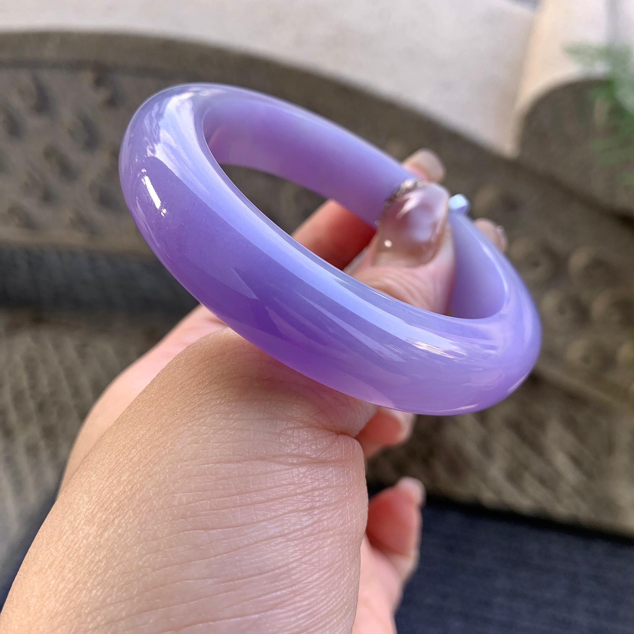 糯冰种紫罗兰平安镯（52.2mm）（yc292657）