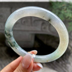 大圈口     细糯种飘花圆条手镯59.9圈          天然缅甸A货翡翠（yc407864）