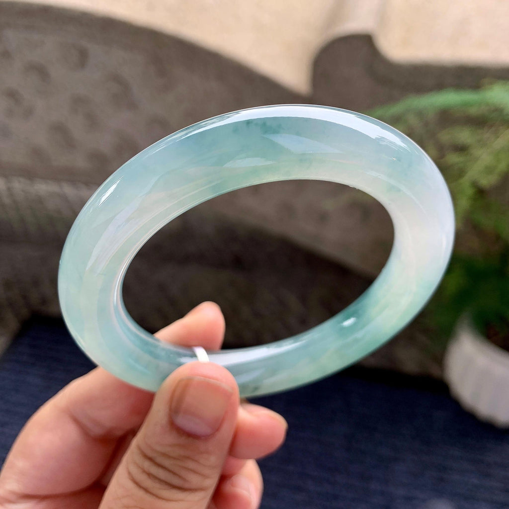 糯冰种飘花圆条手镯（56.3mm）（yc228503）