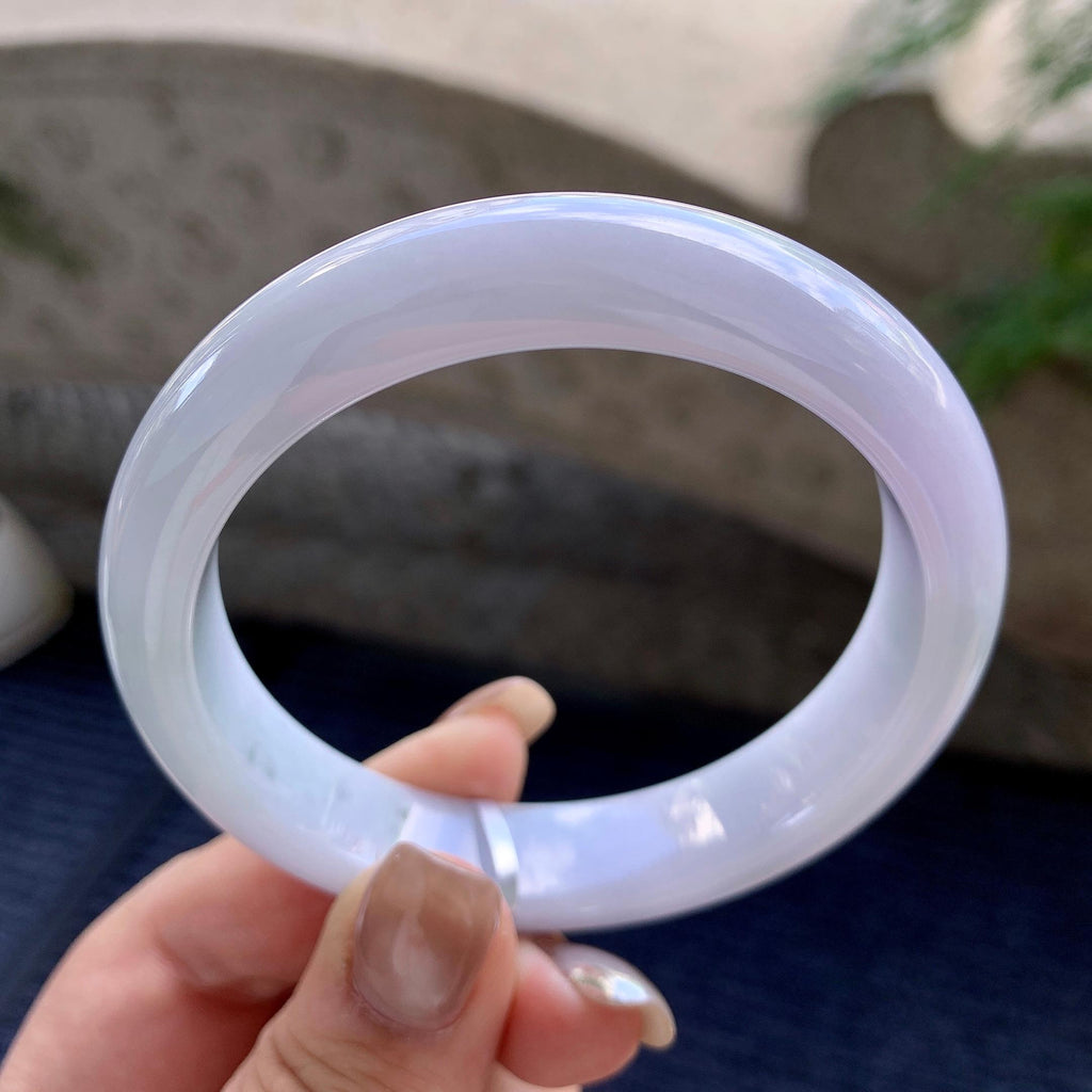 细糯种淡紫罗兰正圈平安镯  59圈口  天然缅甸A货翡翠（yc433617）