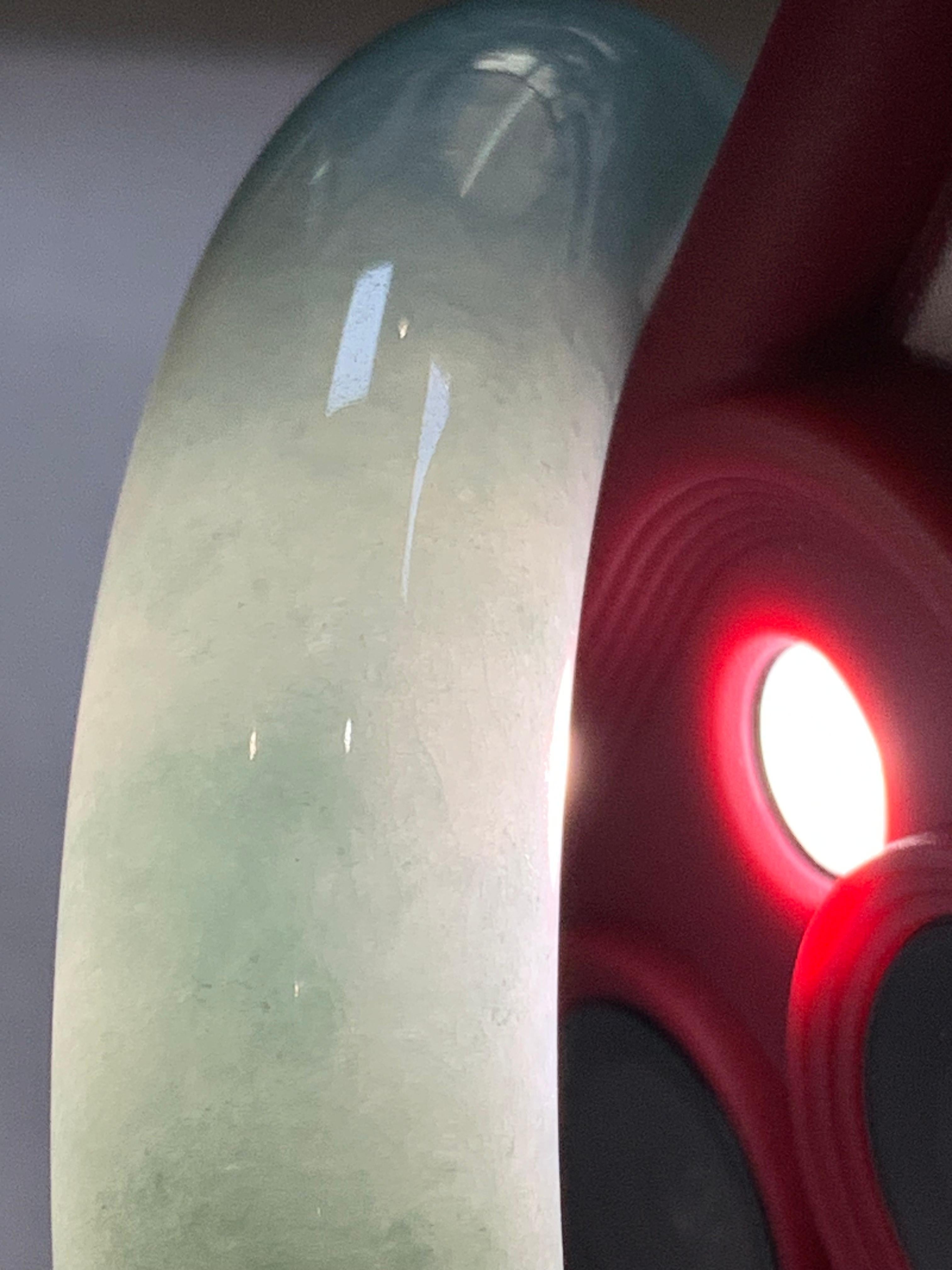 细糯种油青半山水正圈平安镯57.4圈口 天然缅甸A货翡翠（yc330293）