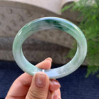 糯种飘蓝花正圈平安镯 56.7圈口 天然缅甸A货翡翠（yc347579）