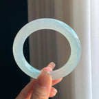 冰种淡底色圆条翡翠手镯（53mm）（yc376741）