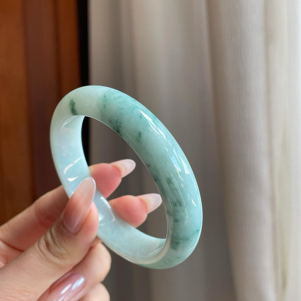 细糯冰飘花翡翠平安镯（55.5mm）（yc272833）