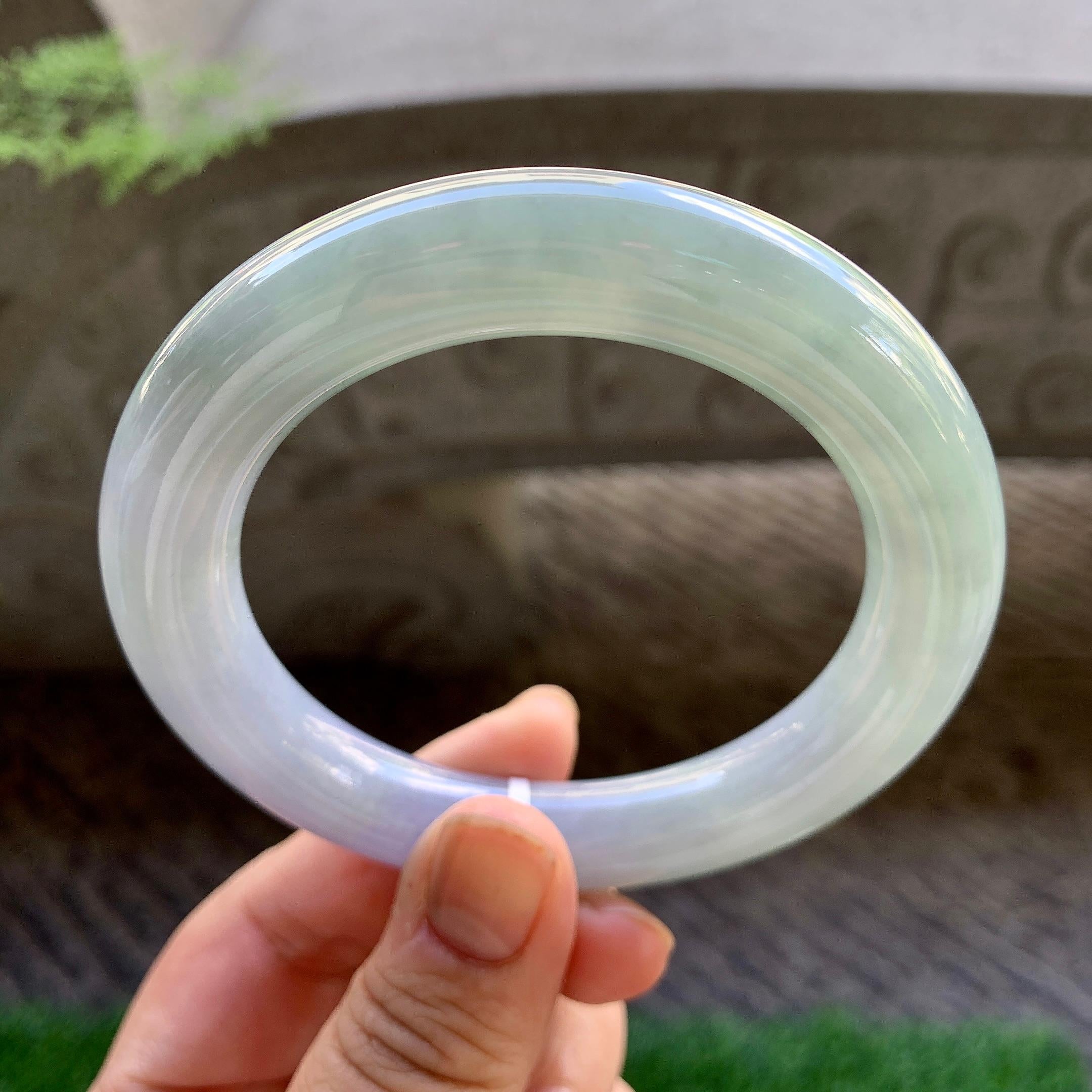 糯种淡春彩圆条手镯（59mm）（yc213147）