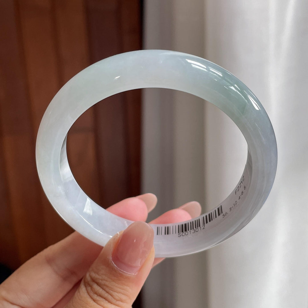 细糯冰淡底色正圈平安镯 56圈 天然缅甸A货翡翠（yc693796）