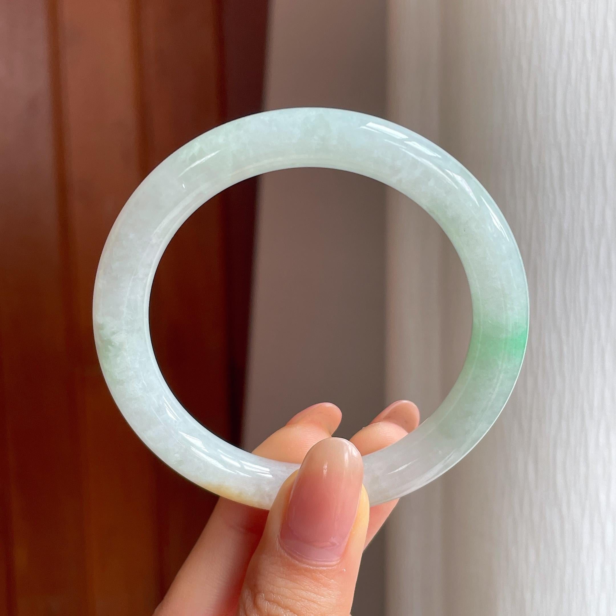 糯冰黄翡特色翡翠圆条手镯（52.7mm)（yc350442）