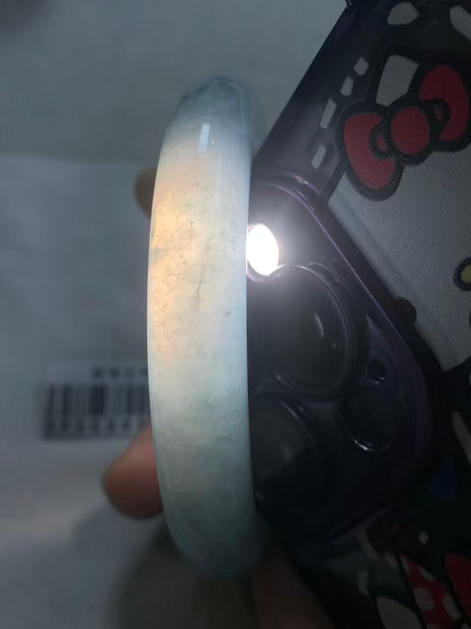 糯冰种飘花圆条手镯54.8mm（yc272773）