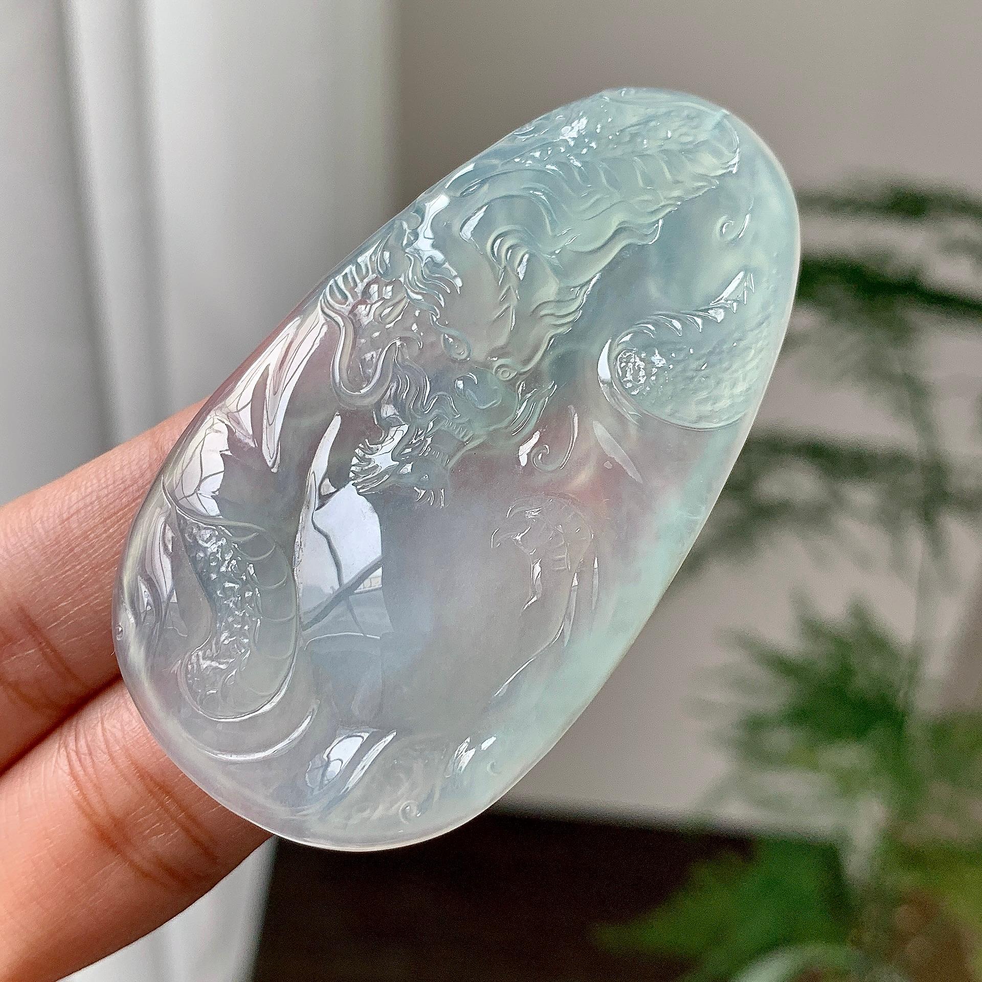 冰种晴水龙牌挂件（yc231050）
