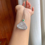 18k金镶冰种无色翡翠佛公（yc239363）