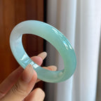 冰种半山半水晴绿底翡翠平安镯（53mm）（yc242096）