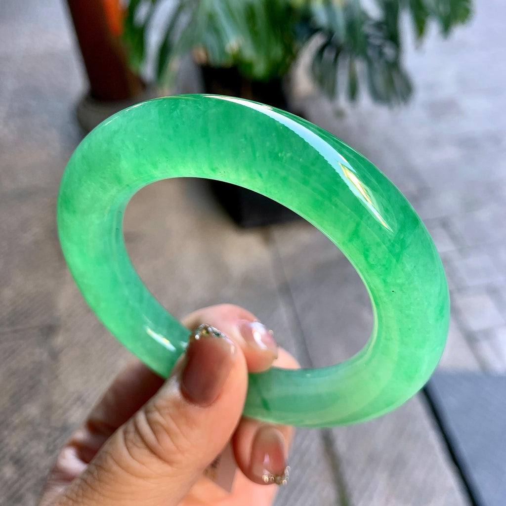 冰种翠绿圆条手镯（56.2mm）（yc276222）