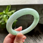 糯种飘翠绿圆条手镯57.5圈口 天然缅甸A货翡翠（yc318376）