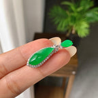 18k金钻镶糯冰种满绿随型吊坠（yc261148）