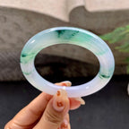 糯冰种飘绿圆条手镯（52.2mm）（yc257210）