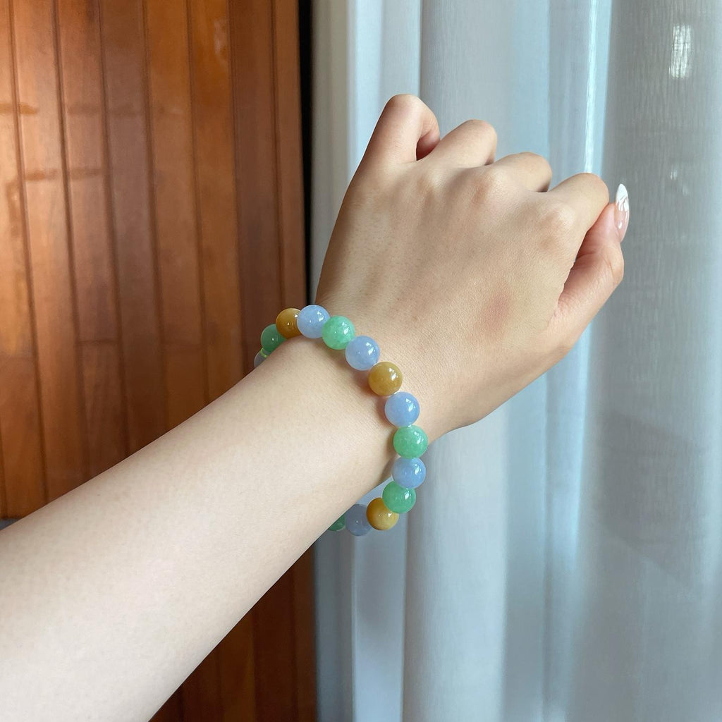 糯冰种多宝翡翠珠串手串（yc266570）