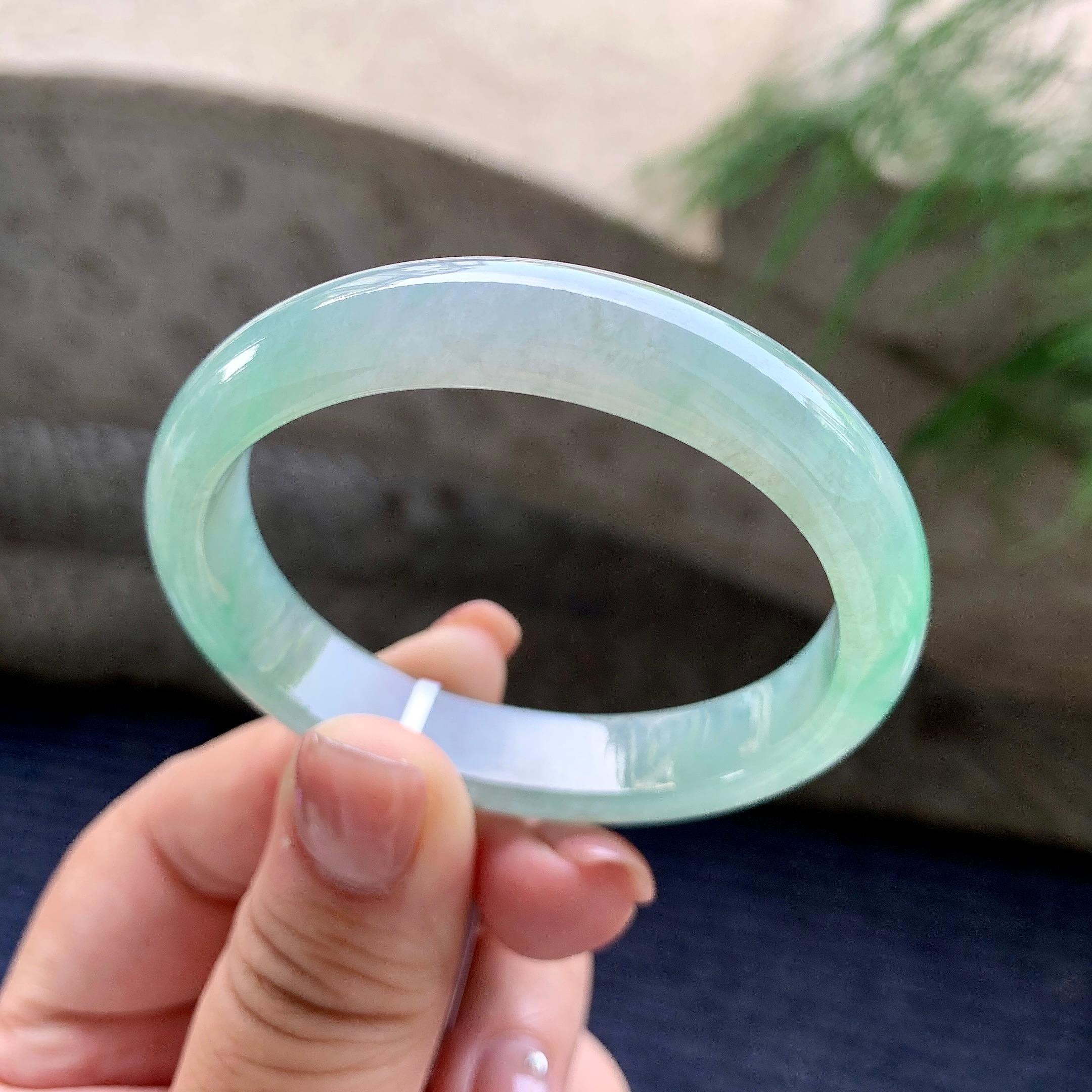 小圈口 糯冰种晴水贵妃手镯 52.3圈口 天然缅甸A货翡翠（yc481958）