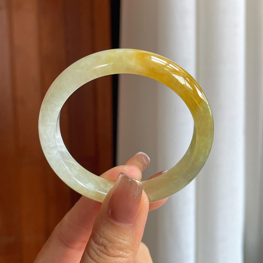 糯冰黄翡翡翠黄翡平安镯（52mm）（yc366982）
