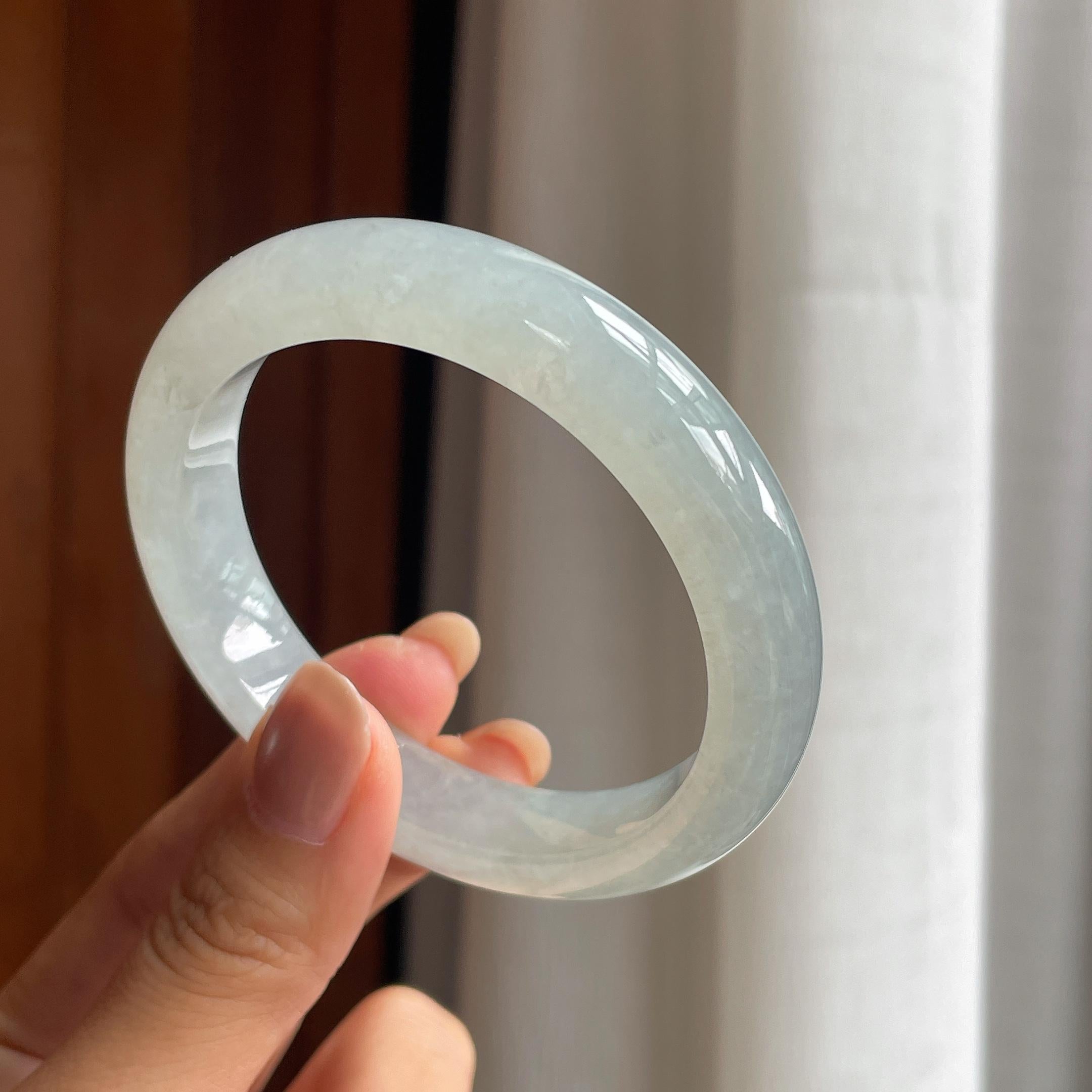 冰种晴底翡翠平安镯（56mm）（yc411289）