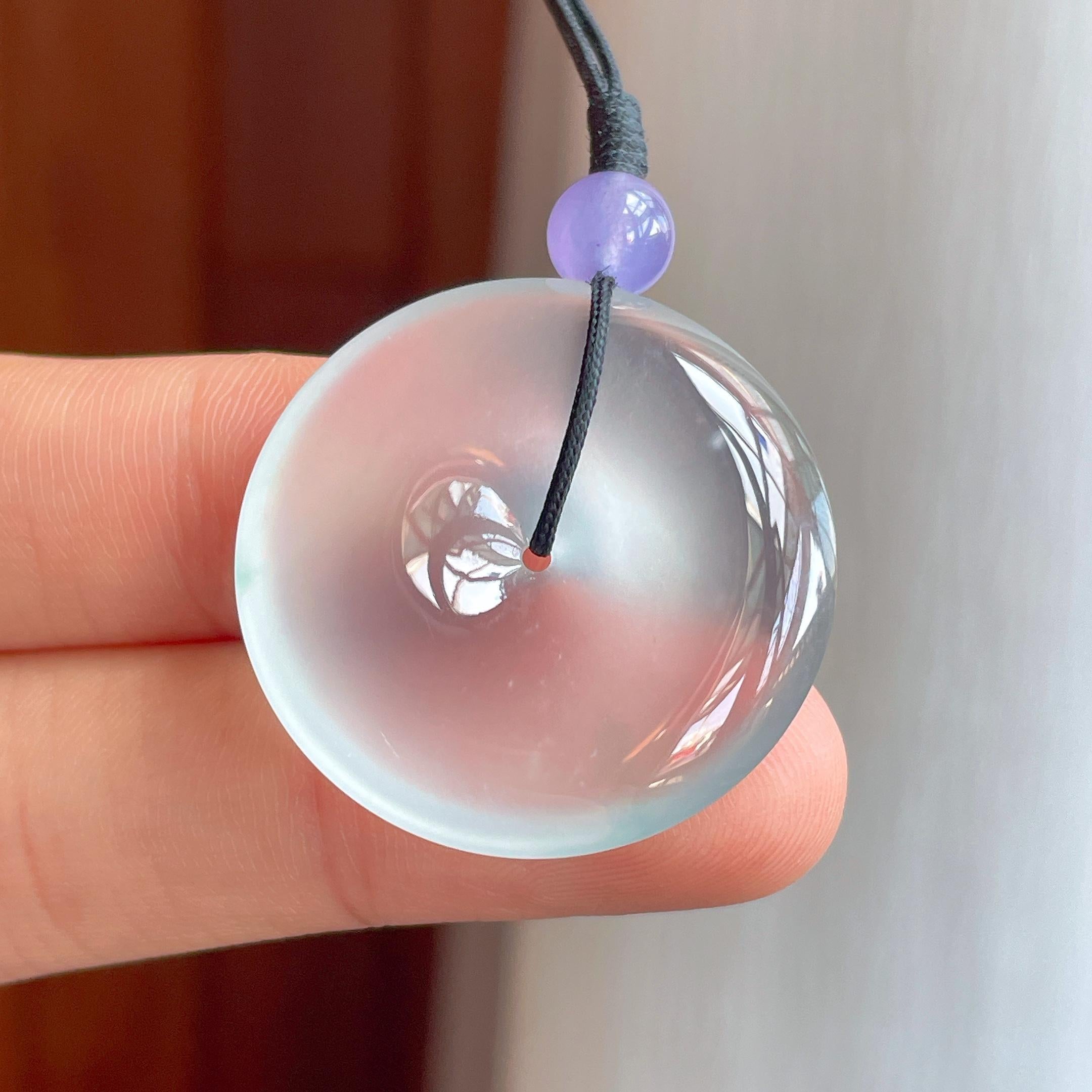 玻璃种无色翡翠平安扣（yc344453）