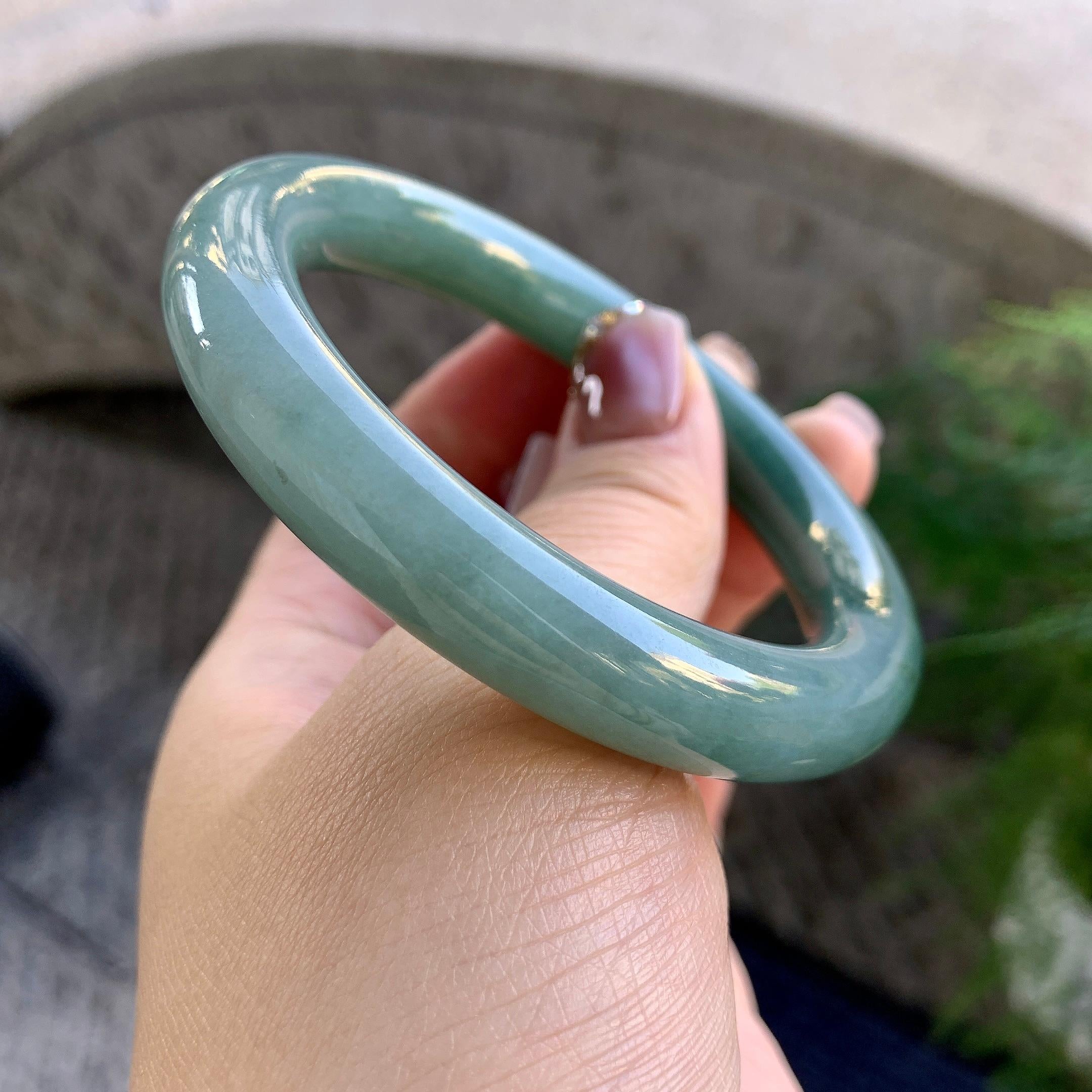 细糯种油青圆条手镯（57mm）（yc274591）