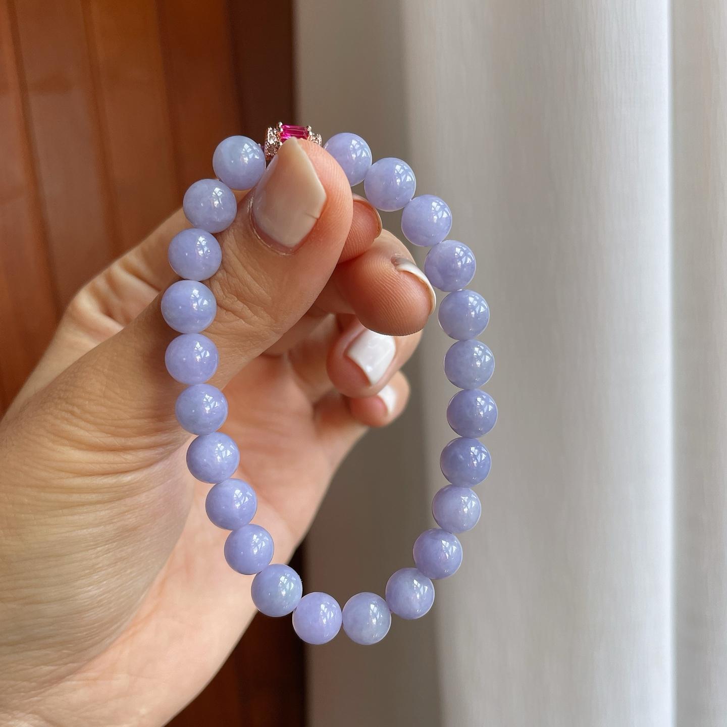 糯冰紫罗兰翡翠珠串手串（yc255678）