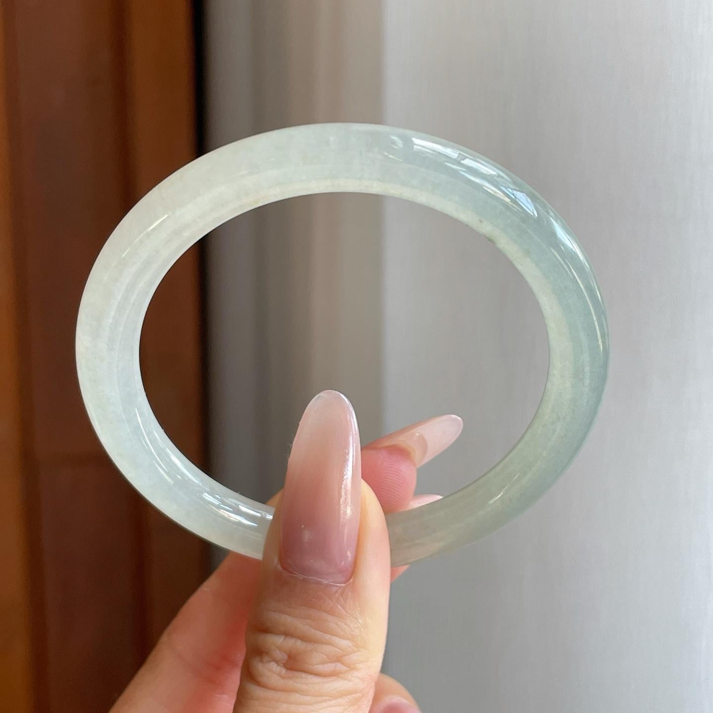 冰种淡晴底翡翠美人条手镯（53mm）（yc278676）